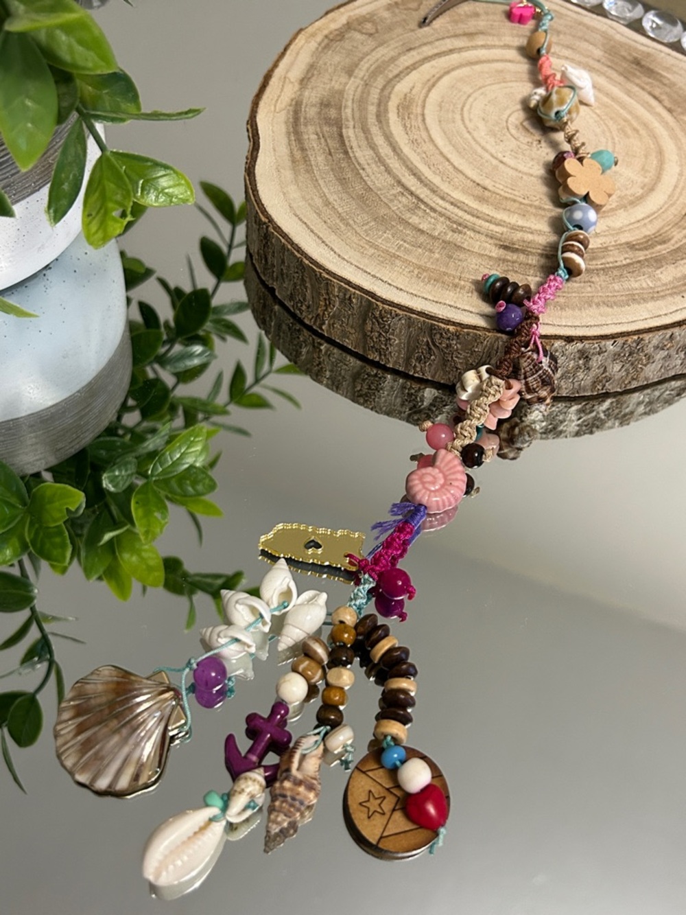 Macrame Boho Multicolor Hair Accessory with Pink and Purple Accents